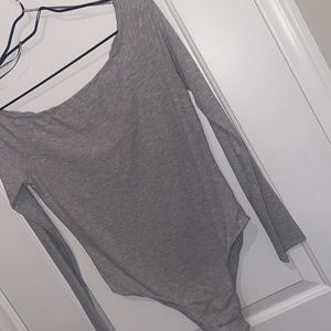 Woman’s size large shoulder quarter sleeve bodysuit grey piece by AMBIANCE